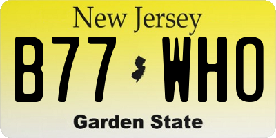 NJ license plate B77WHO