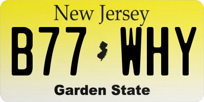 NJ license plate B77WHY