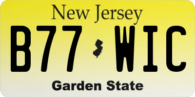 NJ license plate B77WIC