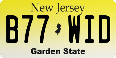 NJ license plate B77WID