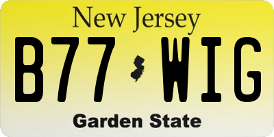 NJ license plate B77WIG