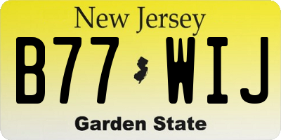 NJ license plate B77WIJ
