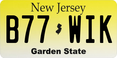 NJ license plate B77WIK