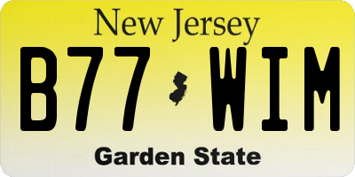 NJ license plate B77WIM