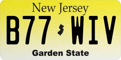 NJ license plate B77WIV