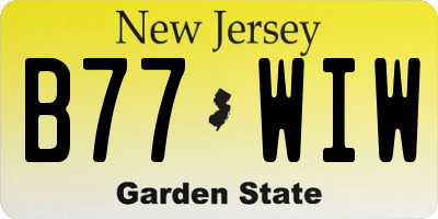 NJ license plate B77WIW