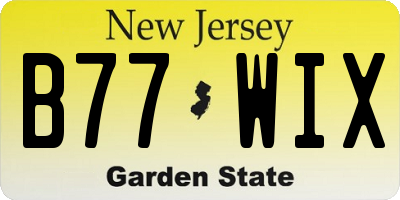 NJ license plate B77WIX