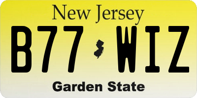 NJ license plate B77WIZ