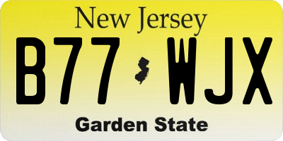 NJ license plate B77WJX
