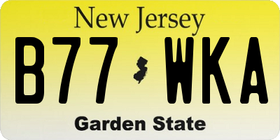 NJ license plate B77WKA