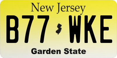 NJ license plate B77WKE