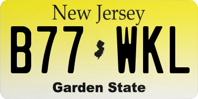 NJ license plate B77WKL
