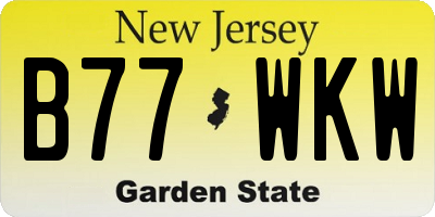 NJ license plate B77WKW