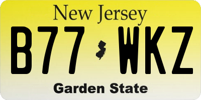 NJ license plate B77WKZ