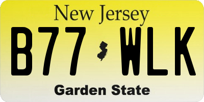 NJ license plate B77WLK