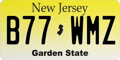 NJ license plate B77WMZ