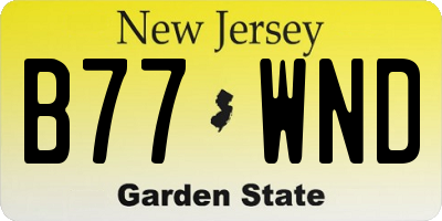 NJ license plate B77WND