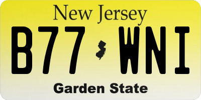NJ license plate B77WNI