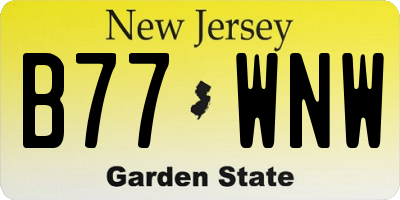 NJ license plate B77WNW