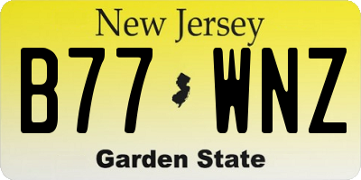 NJ license plate B77WNZ