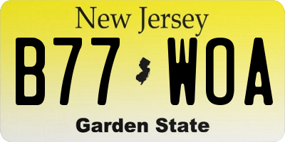NJ license plate B77WOA