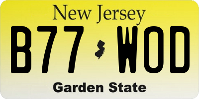 NJ license plate B77WOD