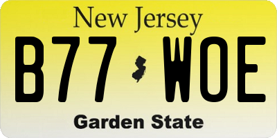 NJ license plate B77WOE