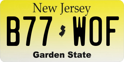 NJ license plate B77WOF