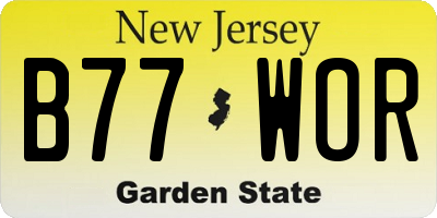 NJ license plate B77WOR