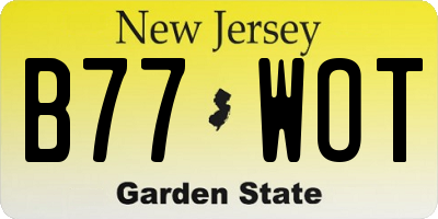 NJ license plate B77WOT