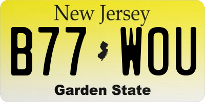 NJ license plate B77WOU