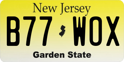 NJ license plate B77WOX