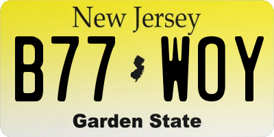 NJ license plate B77WOY
