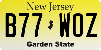NJ license plate B77WOZ