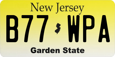 NJ license plate B77WPA