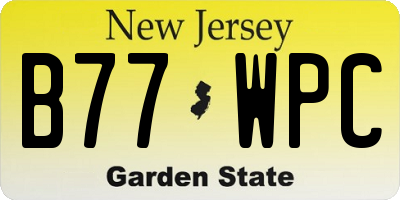 NJ license plate B77WPC