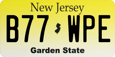 NJ license plate B77WPE