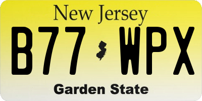 NJ license plate B77WPX