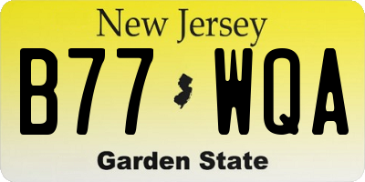NJ license plate B77WQA