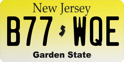 NJ license plate B77WQE