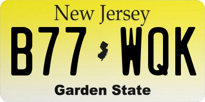 NJ license plate B77WQK