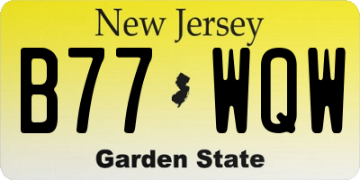 NJ license plate B77WQW