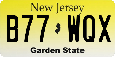NJ license plate B77WQX