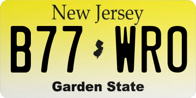 NJ license plate B77WRO