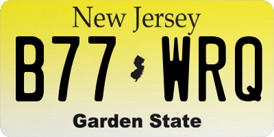 NJ license plate B77WRQ