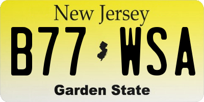 NJ license plate B77WSA