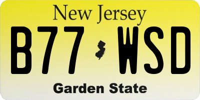 NJ license plate B77WSD