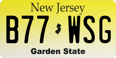 NJ license plate B77WSG