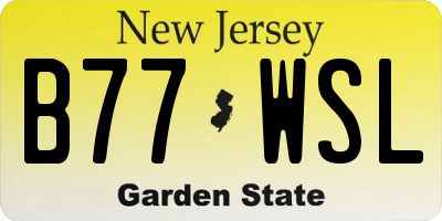 NJ license plate B77WSL