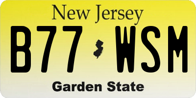 NJ license plate B77WSM